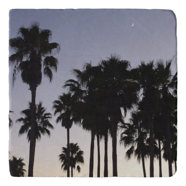 Dusk with Palm Trees Tropical Scene Trivet (Front)