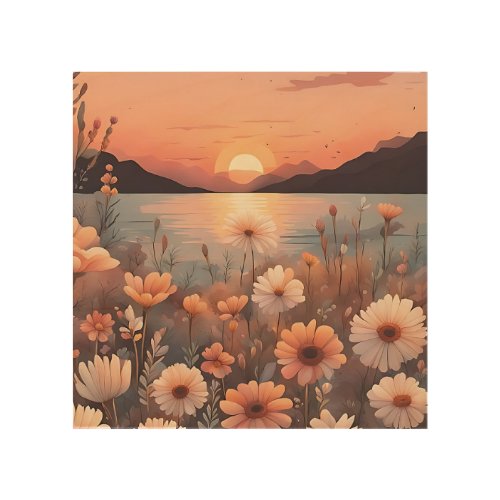 Dusks Delight Flower Whispers in the Sunset Wood Wall Art