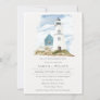 Dusky Aqua Lighthouse Mountains Engagement Invite