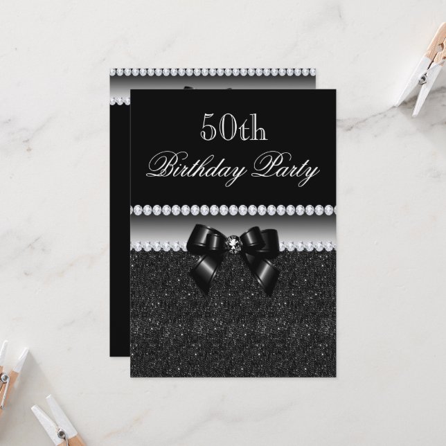 Dusky Black Birthday Party Invitation (Front/Back In Situ)