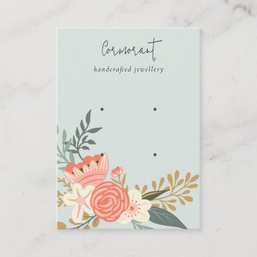 Dusky Blue Ambrosia Floral 2 Stud Earring Display Business Card