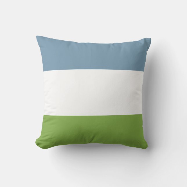 Dusky Blue and Spring Green Throw Pillow (Front)
