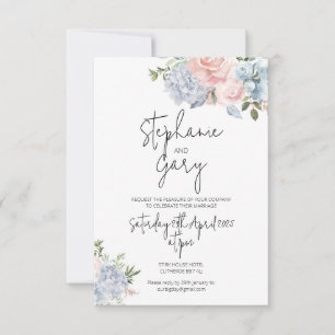 Dusky Blue & Blush Wedding Invitation