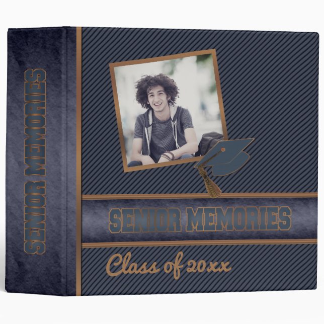Dusky Blue Class Graduation Senior Memories Binder (Front/Spine)
