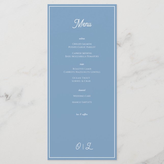 Dusky Blue Coastal Minimal Menu (Front)