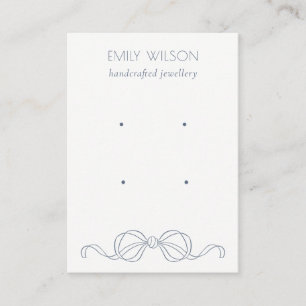 Dusky Blue Coquette Bow 2 Earring Jewelry Display Business Card