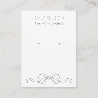 Dusky Blue Coquette Bow Earring Jewelry Display Business Card