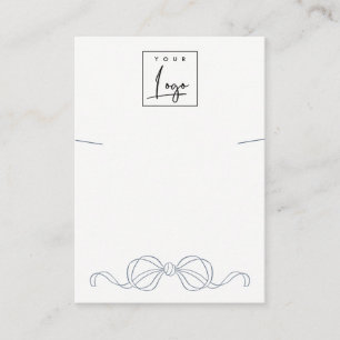 Dusky Blue Coquette Bow Necklace Display Logo Business Card