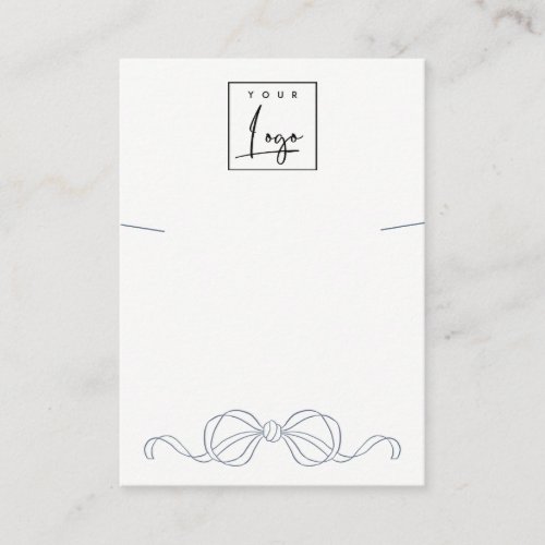Dusky Blue Coquette Bow Necklace Display Logo Business Card