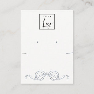 Dusky Blue Coquette Bow Necklace Earring Logo Business Card