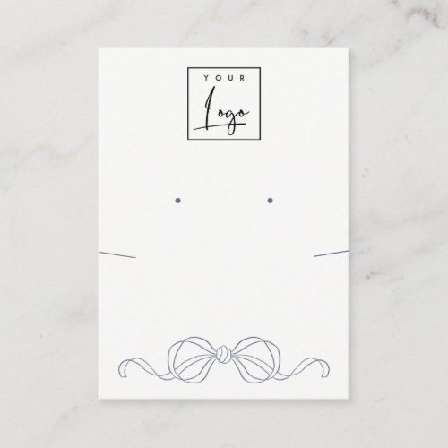 Dusky Blue Coquette Bow Necklace Earring Logo Business Card