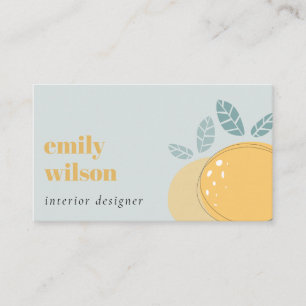 Dusky Blue Cute Lemon Abstract Bold Fruity Citrus Business Card