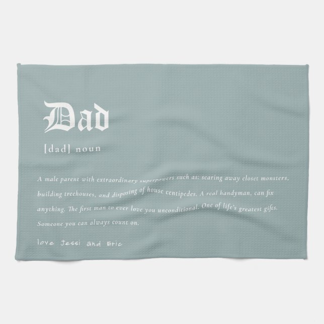 Dusky Blue Dad Dictionary Definition Custom Gift Kitchen Towel (Horizontal)