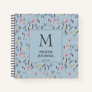 Dusky Blue   Floral   Monogram   PRAYER JOURNAL