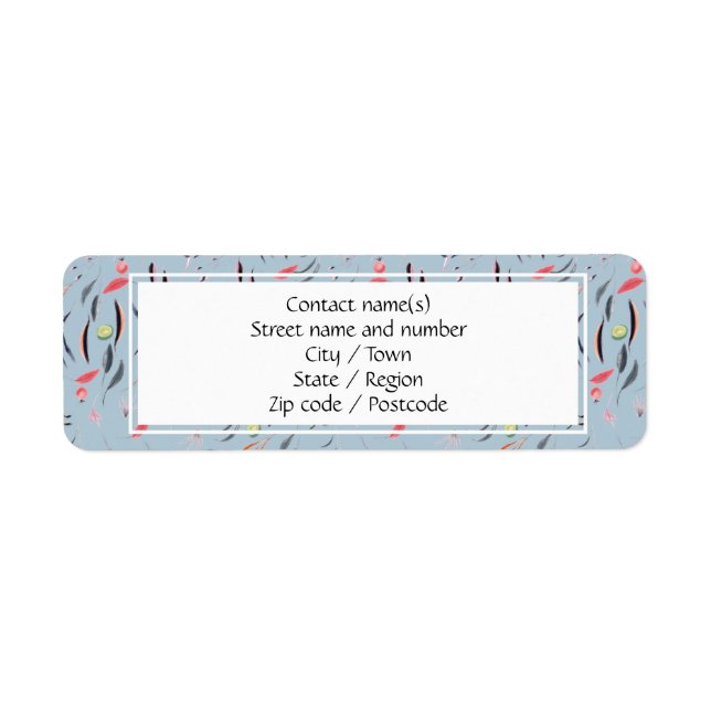 Dusky Blue Floral Personalized Return Address Label (Front)