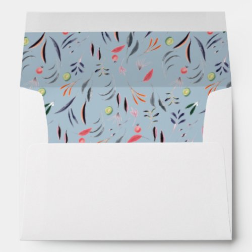 Dusky Blue Floral WEDDING Envelope