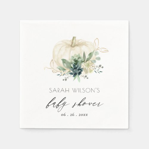 Dusky Blue  Green Succulent Pumpkin Baby Shower