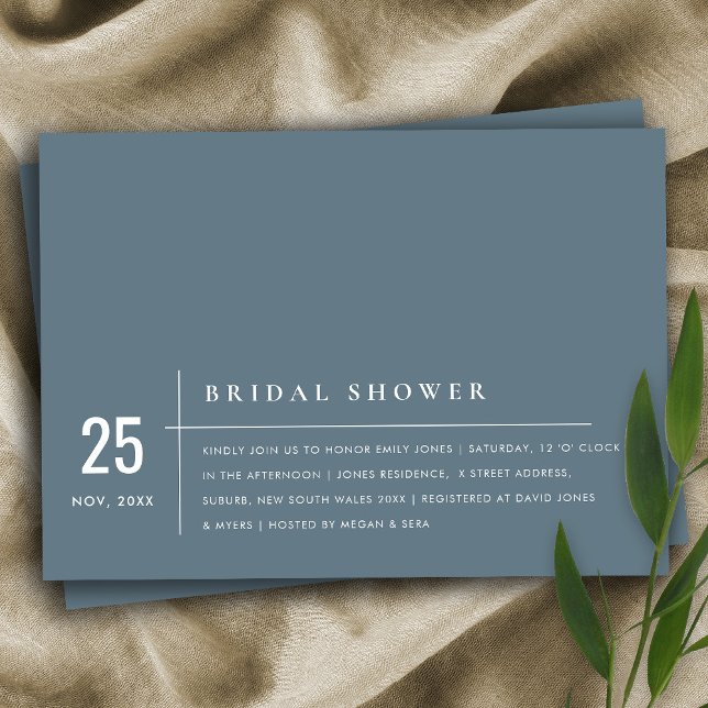 DUSKY BLUE GREY TYPOGRAPHY BRIDAL SHOWER INVITE (Creator Uploaded)