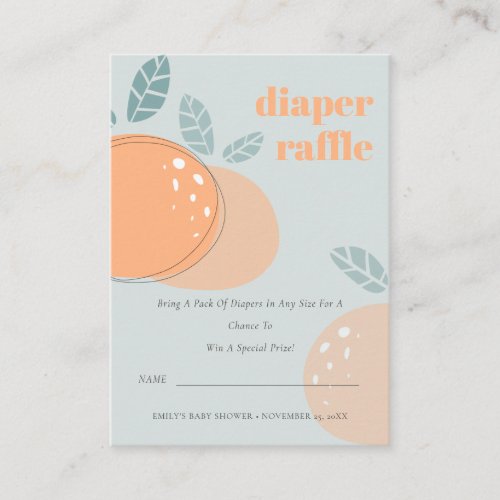 Dusky Blue Orange Fruity Diaper Raffle Baby Shower Enclosure Card