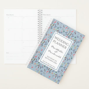 Dusky Blue Personalized Floral WEDDING Planner