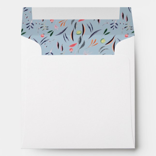 Dusky Blue Personalized | Floral | WEDDING Square Envelope (Back (Bottom))