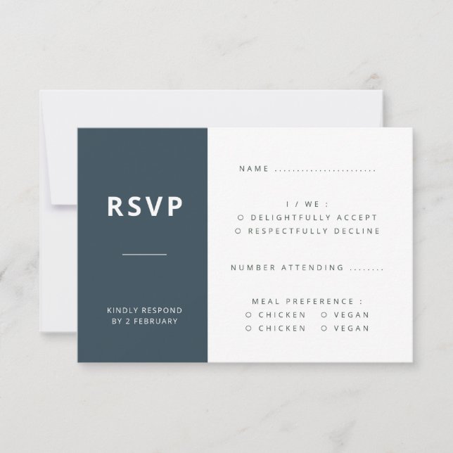 Dusky Blue | Scandinavian Minimalist Wedding RSVP Card (Front)