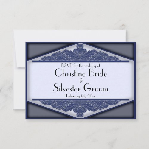 Dusky Blue Vintage, 3.5"x5" wedding rsvp Custom Invitations