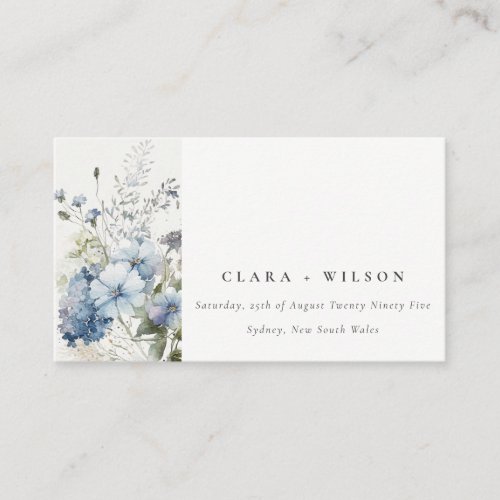 Dusky Blue Watercolor Floral Wedding Website Enclosure Card