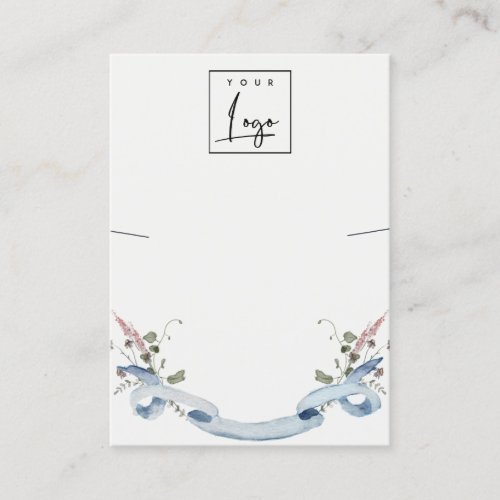 Dusky Blue Wildflower Ribbon Logo Necklace Display Business Card