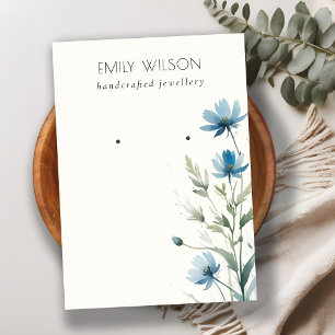 Dusky Blue Wildflower Watercolor Earring Display Business Card