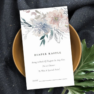 Dusky Blush Floral Diaper Raffle Baby Shower Enclosure Card