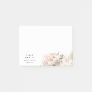 Dusky Blush Peony Watercolor Floral Bunch Business Post-it Notes