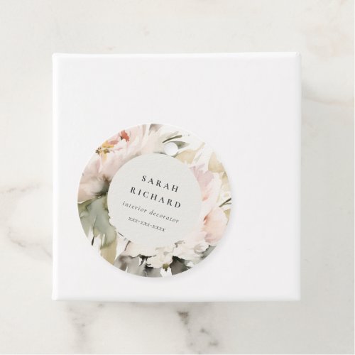 Dusky Blush Watercolor Peony Floral Bunch Business Favor Tags