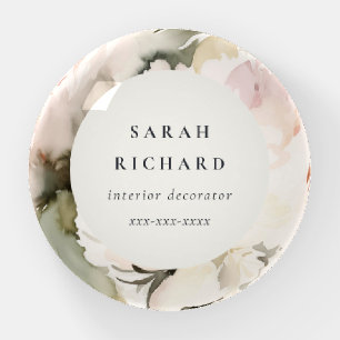 Dusky Blush Watercolor Peony Floral Bunch Business Paperweight