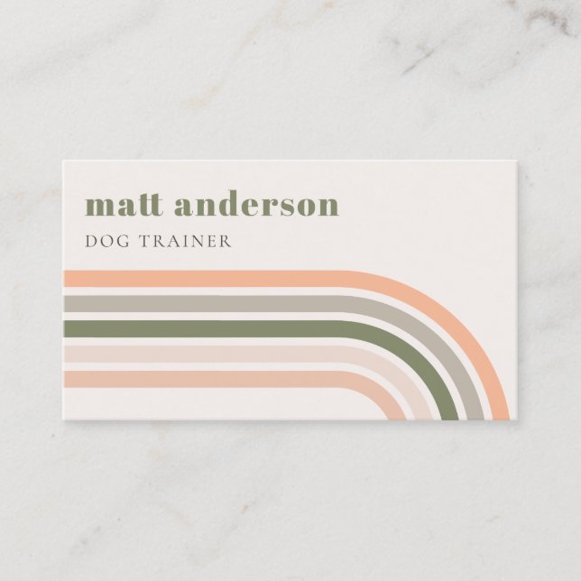 Dusky Bold Retro Rainbow Desert Chic Blush Rust Business Card (Front)