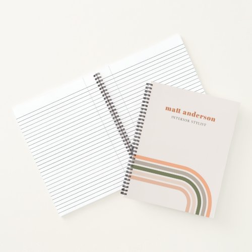 Dusky Bold Retro Rainbow Desert Chic Blush Rust Notebook