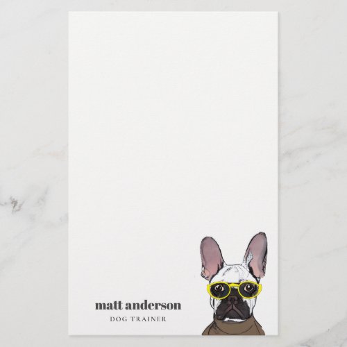 Dusky Brown Neon French Bulldog Dog Trainer Stationery