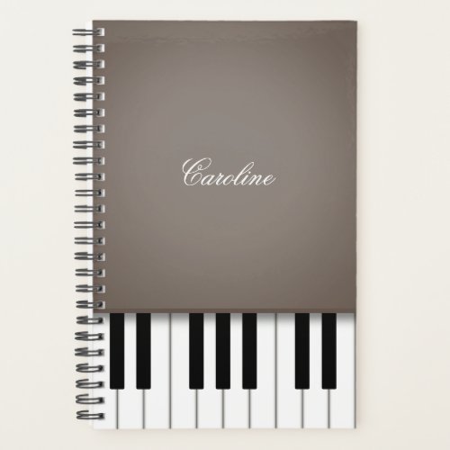 Dusky Brown Piano Keyboard Personalized Music Planner