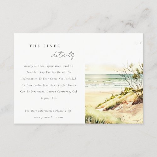 Dusky Coastal Beach Sun Seascape Wedding Details Enclosure Card