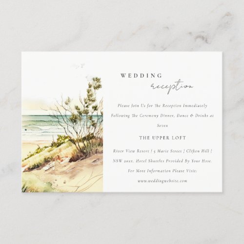 Dusky Coastal Beach Sun Seascape Wedding Reception Enclosure Card