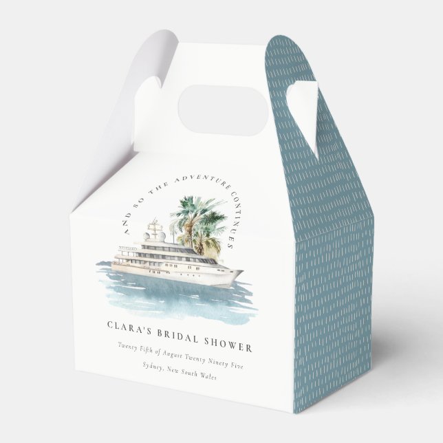 Dusky Cruise Ship Palm Seascape Bridal Shower Favor Boxes (Front Side)