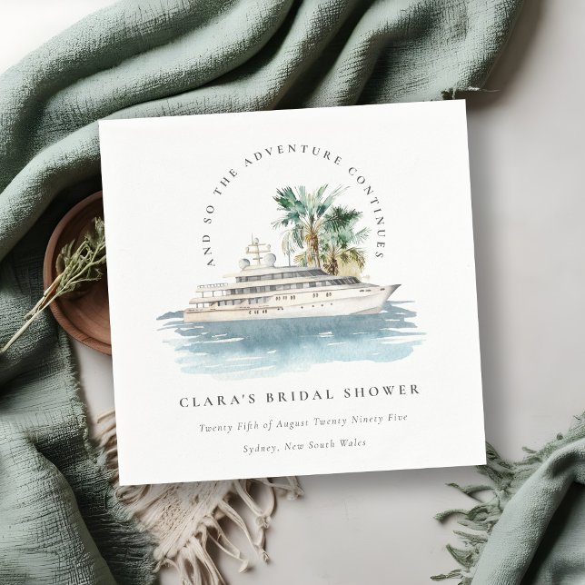 Dusky Cruise Ship Palm Seascape Bridal Shower Napkins (Creator Uploaded)