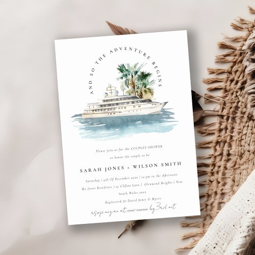 Dusky Cruise Ship Palm Seascape Couples Shower Invitation