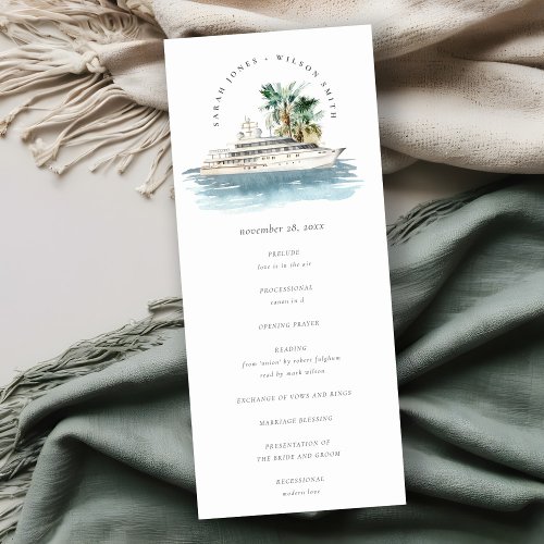 Dusky Cruise Ship Palm Seascape Wedding Program