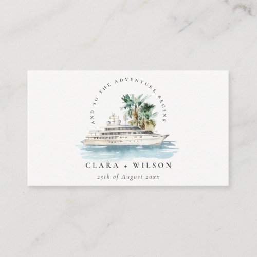 Dusky Cruise Ship Palm Seascape Wedding Website Enclosure Card