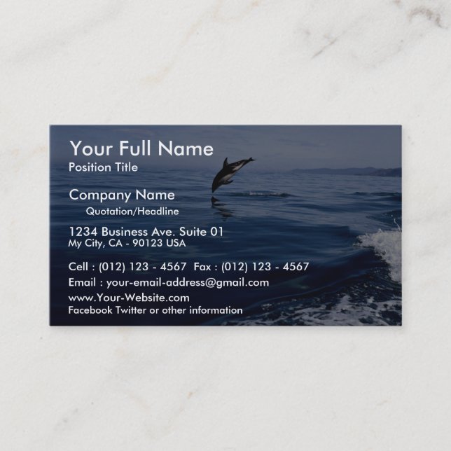 Dusky dolphins, side view, nose dive business card (Front)