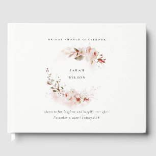Dusky Fall Marsala Blush Floral Bridal Shower Guest Book