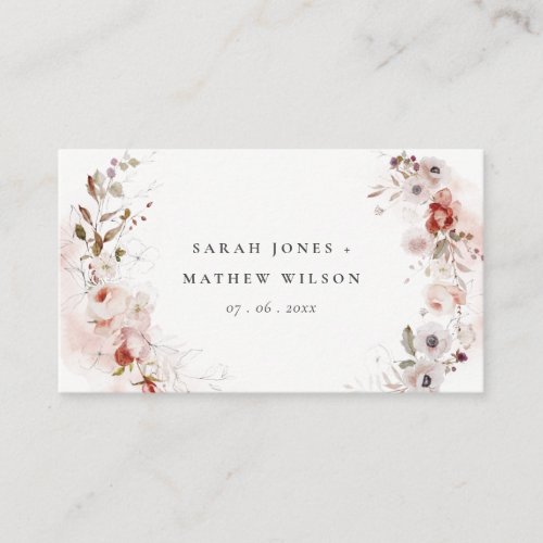 Dusky Fall Marsala Blush Floral Wedding Website Enclosure Card