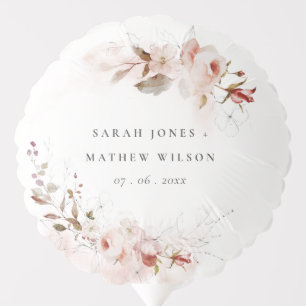 Dusky Fall Marsala Blush Floral Wreath Wedding Balloon