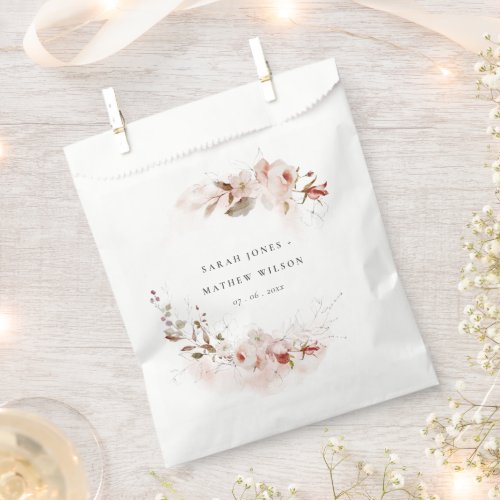 Dusky Fall Marsala Blush Floral Wreath Wedding Favor Bag